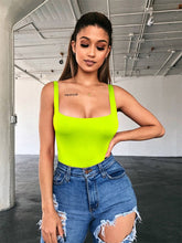 Load image into Gallery viewer, Sexy Neon Green Bodysuit Romper Women Body Black Red Backless Bodysuits Summer Rompers Womens Bodysuit Sleeveless 2020