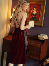 Load image into Gallery viewer, Sexy Nightgown Women Sleepwear Fall/winter Gold Velvet Beauty Back Suspender Dress Lace Side Split Temptation Hot Nightdress