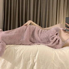 Load image into Gallery viewer, Sexy Nightwear Flannel Pijama Nightgown Women&#39;S Robes Plus Velvet Thick Bathrobe Coral Fleece Nightdress Sets Sexy Home Service