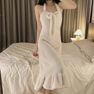Sexy Nightwear Flannel Pijama Nightgown Women&#39;S Robes Plus Velvet Thick Bathrobe Coral Fleece Nightdress Sets Sexy Home Service