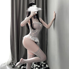 Load image into Gallery viewer, Sexy Nurse Cosplay halloween Costumes Women Mesh Lace see through Bodysuit Body Stockings Fishnet Erotic Lingerie Pantyhose 2021