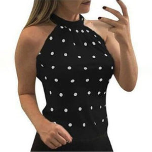 Sexy Off Shoulder Hollow Out Polka Dot T Shirt Tops Woman Summer Sleeveless Print  T Shirts White 5xl Plus Size Women Clothing