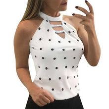 Load image into Gallery viewer, Sexy Off Shoulder Hollow Out Polka Dot T Shirt Tops Woman Summer Sleeveless Print  T Shirts White 5xl Plus Size Women Clothing