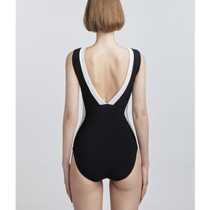 Sexy Off Shoulder Swimsuit Beach Bathing Suit Patchwork Sport Swimsuit Female One Piece Bathers Swim Monokini Bodysuit Open Back