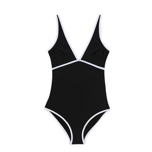 Sexy One Piece Black Swimsuit Lady 2022 Monokini Solid Swimwear Women Swimsuits Bath Suit Koren Style Beachwear
