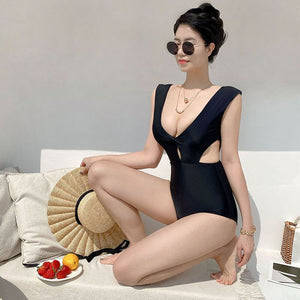 Sexy One Piece Cut Out Swimsuit Lady 2022 Monokini V Back Swimwear Women Swimsuits Bath Suit Koren Style Beachwear