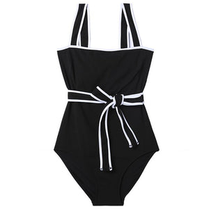 Sexy One Piece Solid Swimsuit Women  Belt Strappy Bathing Suit Swimwear Monokini Bathing Suit Removable Pad Beach Wear