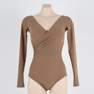 Sexy One Piece Swimsuit Women Solid Swimwear Long Sleeve Open Back Monokini Bathing Suit Removable Pad Beach Wear