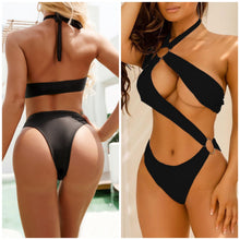 Load image into Gallery viewer, Sexy One Piece White Swimsuit Women Hollow Out Micro Bikini Plus Size Halter Swimwear Thong Backless Swimming Bathing Suit Beach