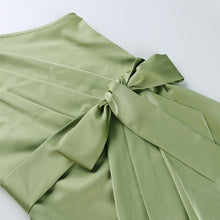 Load image into Gallery viewer, Sexy One Shoulder Satin Midi Dresses Women Elegant Ruched Lace Up Bodycon Party Dress 2021 Summer Sleeveless Slit Red Pink Dress