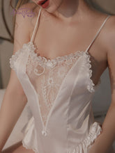 Load image into Gallery viewer, Sexy Pajamas Women Lace Floral Ruffles Open Crotch Bodysuit Strap One Piece Body Suit Underwear Homewear Seduction Onesie