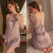 Load image into Gallery viewer, Sexy Pajamas Women Summer Satin Sleepwear Lace Night Dress Camisole Lingerie Backless Nightgown Nighty for Ladies Sleep Tops