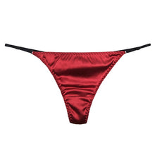 Load image into Gallery viewer, Sexy Panties For Women&#39; Silk Thong Girl Low Waist String Lingerie Red Thongs Panty Sex g String Satin Women Panties Underwear