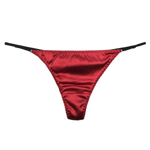 Sexy Panties For Women' Silk Thong Girl Low Waist String Lingerie Red Thongs Panty Sex g String Satin Women Panties Underwear