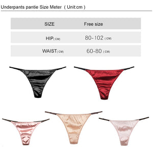 Sexy Panties For Women' Silk Thong Girl Low Waist String Lingerie Red Thongs Panty Sex g String Satin Women Panties Underwear