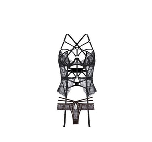 Sexy Push Up Corset Lingerie Erotic Bustier Top with Panty Women Sleepwear Lace Bra Adjustable Shoulder Strap Underbust Corselet