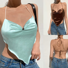 Load image into Gallery viewer, Sexy Ruched Halter Camis Sexy Backless Tops Women Bandage V-neck Vintage Korean Camisole Floral Crop Tops