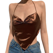 Load image into Gallery viewer, Sexy Ruched Halter Camis Sexy Backless Tops Women Bandage V-neck Vintage Korean Camisole Floral Crop Tops