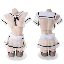 Load image into Gallery viewer, Sexy School Cat Girl Uniform Mesh Sexy Games Role Play Costume Chiffon Women Porn Erotic Lingerie Stripper Outfit