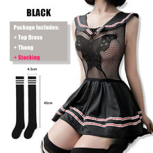 Load image into Gallery viewer, Sexy School Girl Cosplay Costumes Black Butterfly Kawaii Erotic Set For Women Porno Lingerie Mesh Top With Hot Mini Skirt