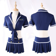 Load image into Gallery viewer, Sexy School Girl Cosplay Pole dance Costume Women Lingerie Officer Policewoman Cosplay Costume Sexy Crop Top with Mini Skirt Set