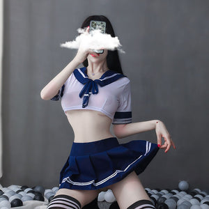 Sexy School Girl JK Costume Cosplay Women Erotic Babydoll Sailor Suit Japanese Student Uniform Miniskirt cheerleader Outfit