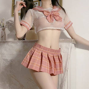 Sexy School Girl Role Play Erotic Costumes Sweet Sleepwear Women's Underwear Sailor Student Cute Miniskirt for Sex Clothing Set