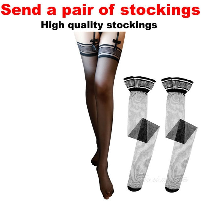 Sexy See Through Erotic Blouse Women sexy sleepwear loose V-neck shirt Thin Transparent Sleep Tops