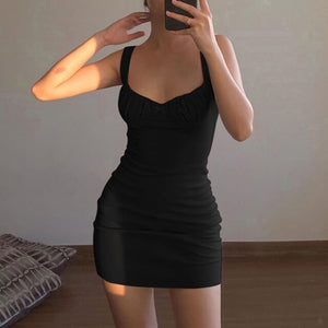 Sexy Skinny Bralette With Bow Low Cut Slim Dress 2021 Women Summer Fashion Sleeveless Backless Dress Female Party Club