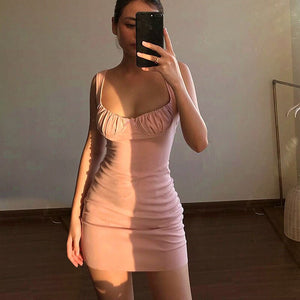 Sexy Skinny Bralette With Bow Low Cut Slim Dress 2021 Women Summer Fashion Sleeveless Backless Dress Female Party Club