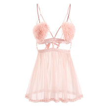 Load image into Gallery viewer, Sexy Sleepwear Female Summer Thin Suspender Strap Night Dress Short Back Sexy Home Clothes with Panty Nighty Sleepshirts