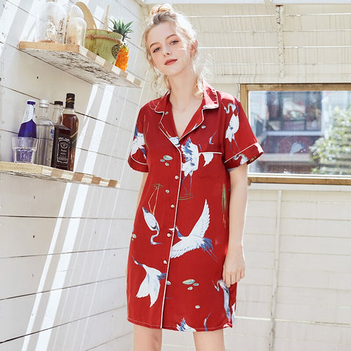 Sexy Sleepwear  Night Dress Sexy Lingerie Silk  Smooth  Comfortable Women Nightwear Girl  Summer Autumn