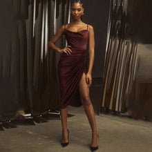 Load image into Gallery viewer, Sexy Spaghetti Strap Dress Women 2021 Spring Summer New Satin Long Sling Dress For Woman Temperament Split Party Dress