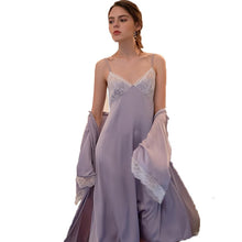 Load image into Gallery viewer, Sexy Spaghetti Strap Nighty&amp;Robe Set Silky Satin Nightgown Twinset Robe Suit Lace Kimono Gown Women Lounge Home Wear Autumn New