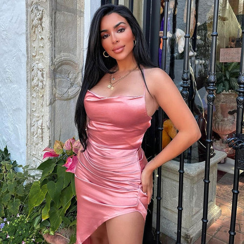 Sexy Spaghetti Strap Skinny Satin Wrap Dress Women Birthday Summer Fashion Elegant Party Casual Backless Tight Long Dresses