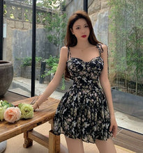 Load image into Gallery viewer, Sexy Strap Dress Women Elegant Floral Vintage Boho Chiffon Dresses Casual V-neck Designer Beach Backless Party Dress Summer 2021