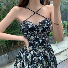 Load image into Gallery viewer, Sexy Strap Dress Women Elegant Floral Vintage Boho Chiffon Dresses Casual V-neck Designer Beach Backless Party Dress Summer 2021