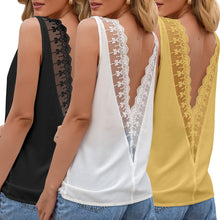Load image into Gallery viewer, Sexy Summer Vest Women Solid Color Vest V Neck Sleeveless Hollow Out Splicing Backless Design Fashion Casual Tank Top Female