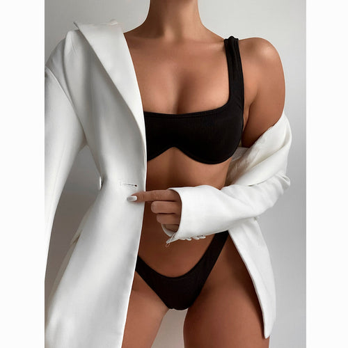Sexy Swimsuit Female Push Up Bikini Solid Women Swimwear High Waisted Bikini Set Biquini Bather Bathing Suit Swimming Suits