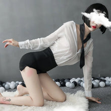 Load image into Gallery viewer, Sexy Teacher Cosplay Uniform Erotic Lingerie Women OL Transparent Secretary White Shirt Miniskirt Sex Game Costume