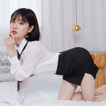 Load image into Gallery viewer, Sexy Teacher Cosplay Uniform Erotic Lingerie Women OL Transparent Secretary White Shirt Miniskirt Sex Game Costume