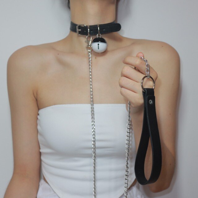 Sexy Toy Harajuku Gothic Choker Leash Chain Punk Leather BDSM Bondage Necklace Collar Belt Sex Toys for Couple Lovely Collar