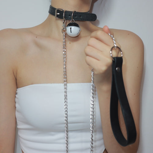 Sexy Toy Harajuku Gothic Choker Leash Chain Punk Leather BDSM Bondage Necklace Collar Belt Sex Toys for Couple Lovely Collar