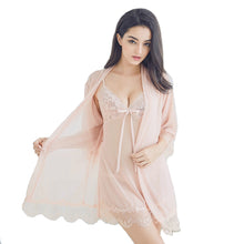 Load image into Gallery viewer, Sexy Underwear Lingerie Women&#39;s Robe Set Lace Bathrobe Nightwear Sheer Plus Size V-Neck Female Mini Nightdress Sleepwear