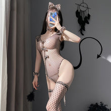 Load image into Gallery viewer, Sexy Underwear Woman Leopard Costume Mesh Bodysuit Pajama Lingerie Set Erotic Bondage Jumpsuits