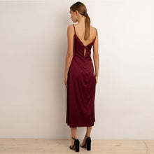 Load image into Gallery viewer, Sexy V Neck Spaghetti Strap Stain Dress Women Backless Party Dress Spring Summer New Elegant Fashion Solid Streetwear Midi Dress