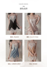 Load image into Gallery viewer, Sexy Woman Tulle Slip Skirt Sweet Satin Lace Nightdress Thong Set Girls Deep V Backless Nightgowns Femme Sexy Nightwear