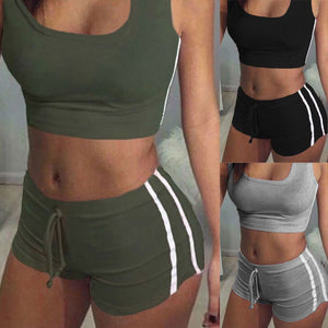 Sexy Women 2PCS Yoga Set Female Sleeveless Tank Top Bra Fitness Shorts Running  Gym Sports Clothes Suit