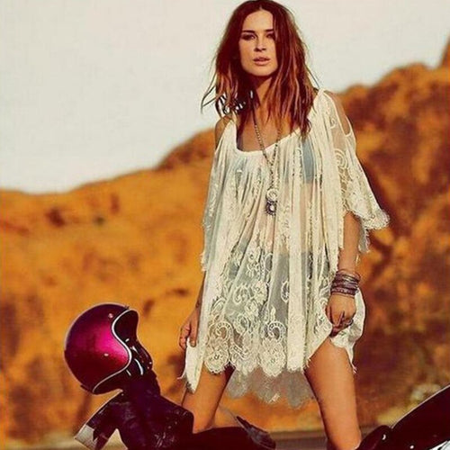 Sexy Women Bikini Cover Up Dress Perspective Hollow Out Swimsuit Cover-Ups Lace Swimwear Beach Dress Summer Bathing Suit