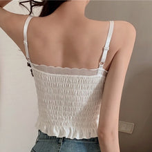 Load image into Gallery viewer, Sexy Women Folds V-Neck Camis Solid Short Style Underwear Comfort Ladies Summer Lace Camisole Lingerie Backless Crop Top Female